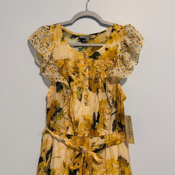 Figueroa Flower Short Sleeve Button Front Floral Print Belted Maxi Dress‎ Size L - Picture 2 of 8